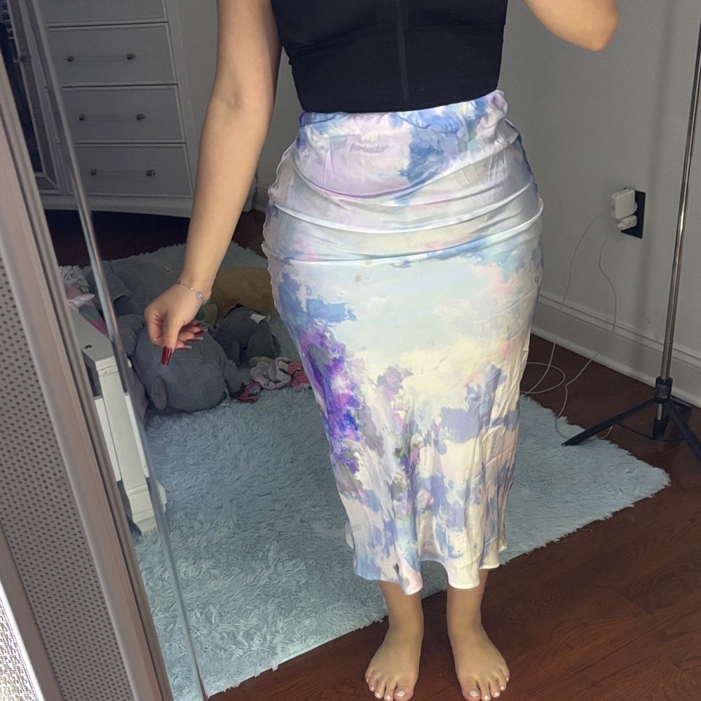 Elegant Watercolor Midi Skirt